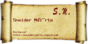 Sneider Márta névjegykártya